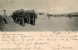 Kolonien Kiautschou Parade Feldbatterie Tsintau Stpl. Tsingtau 3.4.00 I-II (Eckbug) Colonies - History