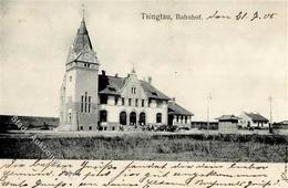 Kolonien Kiautschou Tsingtau Bahnhof Stpl. Tsingtau 23.7.05 I-II Colonies - History