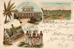 Kolonien Kamerun Schutztruppe Gouvernement-Gebäude  Künstlerkarte 1898 II (Ecke Abgestoßen, Marke Entfernt) Colonies - Historia