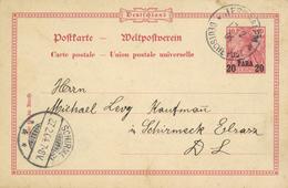 Deutsche Post Türkei 1905, Ganzsachenkarte P 10 Von Jerusalem Nach Schirmeck - Geschiedenis