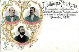 AK - Geschichte Jubiläums Postkarte Des Int. Verbandes Für Postkartensammler Lithographie 1897 I-II (Ecke Abgestoßen) - Histoire