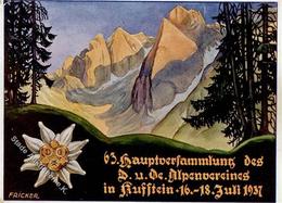 KUFSTEIN - 63. DÖAV-HAUPTVERSAMMLUNG 1937 Künstlerkarte Sign. Fricker I-II - Saluti Da.../ Gruss Aus...