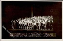 BERLIN OLYMPIA 1936 - Foto-Ak: Verpflichtung D. FRANKFURTER OLYMIA-ANWÄRTER Im Schauspielhaus 16.12.1934 I - Olympische Spiele