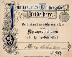 Studentika HEIDELBERG - Eintrittskarte UNI-Jubiläum 5.8.1886 (keine Ak) I - Ohne Zuordnung