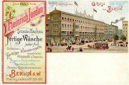 Berlin Mitte (1000) Handlung Heirnich Jordan Markrafenstrasse 104-107 Pferdestraßenbahn Werbe AK I-II - War 1914-18