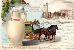 Berlin Mitte (1000) Kannenbier Versand AG Spenerstrasse Werbe AK 1898 II- (beschnitten) - War 1914-18