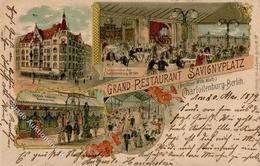 Charlottenburg (1000) Gasthaus Savignyplatz Lithographie 1899 II- (kleiner Einriss) - Guerre 1914-18