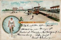 Halensee (1000) Fahrrad Rennbahn Lithographie 1901 II- (Stauchung, Kleiner Riss) Cycles - Guerre 1914-18