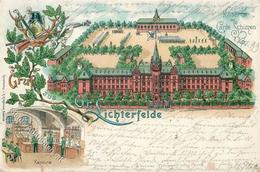 Lichterfelde (1000) Kaserne Gardeschützen Lithographie 1899 II (Stauchung, Abschürfung) - War 1914-18