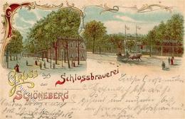 Schöneberg (1000) Gruss Aus Der Schlossbrauerei Lithographie 1900 I-II (Marke Entfernt) Montagnes - Guerre 1914-18