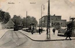 Spandau (1000) Bahnhof Straßenbahn Litfaßsäule 1916 II- (Stauchungen, Abschürfungen) - War 1914-18