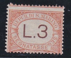 1925 San Marino Saint Marin SEGNATASSE 3 LIRE ARANCIO (25) MLH* POSTAGE DUE - Postage Due