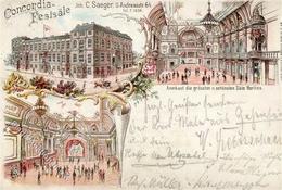 Friedrichshain (O1020) Concordia Festsäle Andreasstrasse 64 Lithographie II (Ecken Abgestossen) - War 1914-18