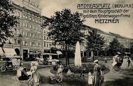 Friedrichshain (O1020) Kinderwagenhandlung Metzner Pferdestraßenbahn Andreasplatz I-II - Weltkrieg 1914-18