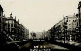 Friedrichshain (O1020) Warschauerstrasse Litfaßsäule Lederhandlung  Foto AK I-II - Weltkrieg 1914-18