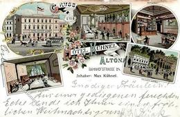 Altona (2000) Gruss Aus Hotel Kühnel Bahnhofstrasse 24 Straßenbahn Lithographie 1898 I-II Montagnes - War 1914-18