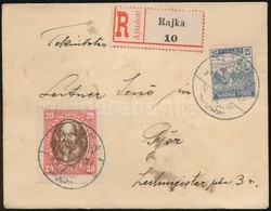 1919 Magyar Tanácsköztársasági Arcképek 20f + Magyar Posta 25f Ajánlott Levélen 'RAJKA' - 'GY?R' - Other & Unclassified