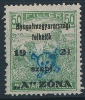 (*) Nyugat-Magyarország II. 1921 Arató 50f Bodor Vizsgálójellel (*9.000) (hiányzó Fogak / Missing Perfs.) - Altri & Non Classificati