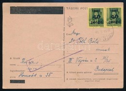 1946 (6. Díjszabás) Távolsági Levelez?lap Kisegít? 2 X 10P/8f Bérmentesítéssel, Az El?z? Díjszabás Szerint Bérmentesítve - Other & Unclassified