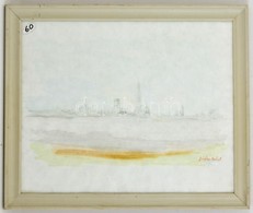 Diósy Jelzéssel: Város, Akvarell, Papír, üvegezett Fa Keretben, 39×49 Cm - Andere & Zonder Classificatie