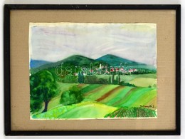 Dobroszláv Jelzéssel: Kilátás A Falura. Akvarell, Papír, üvegezett Keretben, 29×39 Cm - Other & Unclassified