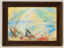 Egry Jelzéssel: Csónakok. Pasztell, Papír, üvegezett Keretben, 28×39 Cm - Other & Unclassified