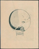 Franz Von Bayros (1866-1924): Hárfa, Erotikus Ex Libris. Heliogravür, Papír, Jelzett A Nyomaton, 10×8,5 Cm - Altri & Non Classificati