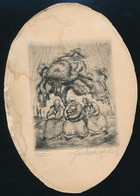Farkasházy Miklós (1895-1964): Asszonyok. Rézkarc, Papír, Jelzett, Foltos, 8,5×6,5 Cm - Other & Unclassified