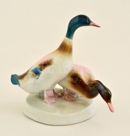 Zsolnay Porcelán Kacsapár, Kézzel Festett, Jelzett, Hibátlan, M: 17 Cm - Other & Unclassified