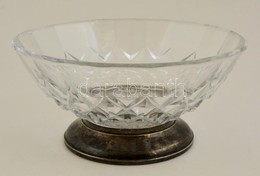 Üveg Kínálótál, Formába öntött, Csorbákkal, Ezüstözött Talppal, D: 25 Cm - Glass & Crystal
