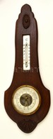 XX. Sz. Eleje: Antik L. Door Márkájú, Jelzett Barométer és H?mér? Faragott Fa Kerettel / Vintage Barometer 52 Cm - Other & Unclassified