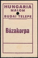 Cca 1900 Liszteszsák Zárjegy. Buda, / Flour Bag Tax Stamp - Unclassified