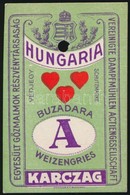Cca 1900 Liszteszsák Zárjegy. Karcag, / Flour Bag Tax Stamp - Unclassified