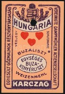 Cca 1900 Liszteszsák Zárjegy. Karcag, / Flour Bag Tax Stamp - Unclassified