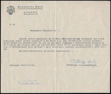 1943 Bp., A Kármelita Rend Tartományf?nöksége által Küldött Gépelt Levél, Rajta Pálvölgyi Ignác Tartományf?nök Aláírásáv - Unclassified