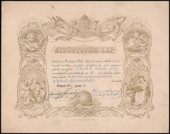 1890 Bp., Dicséretes Magaviseletért Járó Iskolai Kitüntetési Lap - Unclassified