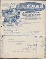 1926 Johann Kotányi Nagykeresked?, Díszes Fejléces Számla Okmánybélyeggel - Unclassified
