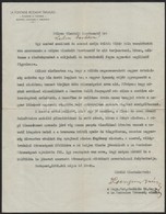 1932 Bp., A La Fontaine Irodalmi Társaság Fejléces Levélpapírjára írt Egy Oldalas Gépelt Levél, Csengery János (1856-194 - Unclassified