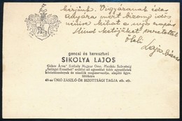 Cca 1930-1940 Gencsi és Keresztúri Sikolya Lajos (?-?) 'Gábor Áron' Székely Magyar Orsz. Munkás Szövetség, 'Szilágyi Erz - Other & Unclassified