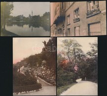 Cca 1920-1930 Budapesti életképek (Ferenc Tér, Gellért Tér), 4 Db Színezett Fotó, 6,5x9,5 és 11x8 Cm Közötti Méretekben - Other & Unclassified