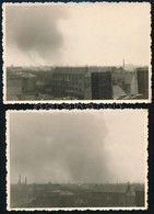 1944-1945 Budapest Bombázása A Távolból, 2 Db Fotó, 6×9 Cm - Altri & Non Classificati