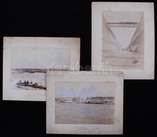 1881-1893 A Korinthoszi-csatorna építése, 3db Keményhátú Fotó / 
The Construction Of The Corinth Canal, 3 Photos, 22x18c - Other & Unclassified