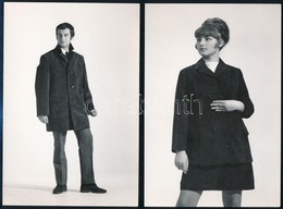 Cca 1968 Divatfotók, Férfi és N?i Manökenek B?r Ruházatban, 4 Db Vintage Fotó, 17x12 Cm - Other & Unclassified