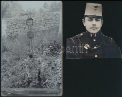 Schödl József (1884-1908) Hegyi Tüzér, Szakaszvezet? Katona Sírja Olaszországban + Körbevágott Portréja, 2 Db, 16,5×10,5 - Other & Unclassified