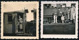 Cca 1940-1945 Vitéz Szathmáry Lajos F?hadnagy, A Székely Határ?rség Tüzérségének Parancsnoka Vonaton, 2 Db Fotó, 6×6 Cm - Autres & Non Classés
