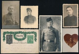 Cca 1914-1918 Kis Militária Tétel: 5 Db Fotó + 1 Db Emléklap - Other & Unclassified