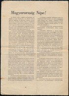 1956 A Magyar Dolgozók Pártja Központi Vezet?ségének Felhívása A Magyar Néphez, Röplap - Unclassified