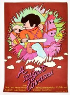 1981 A Sziget Lovasai, Kubai Ifjúsági Rajzfilm Plakát, Jelzett (NP) Sarkán Apró T?nyomok, 59x42 Cm - Other & Unclassified