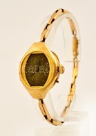 Cca 1900 14K Arany Karóra Arany Szíjjal. Az óra Szerkezet Javításra Szorul. / 14 C Gold Wristwatch Does Not Work. Br:19, - Other & Unclassified