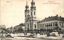 T2 Arad, Thököly Tér A Görögkeleti Román (ortodox) Templommal, Piac, üzlet / Square, Romanian Orthodox Church, Market, S - Unclassified